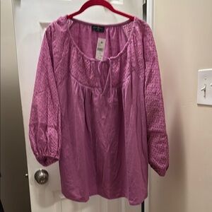 Lane Bryant Pink Embellished 3/4 Sleeve Blouse